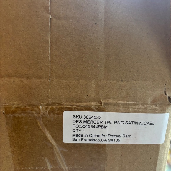 POTTERY BARN MERCER TOWEL RING - SATIN NICKEL - Picture 3 of 4